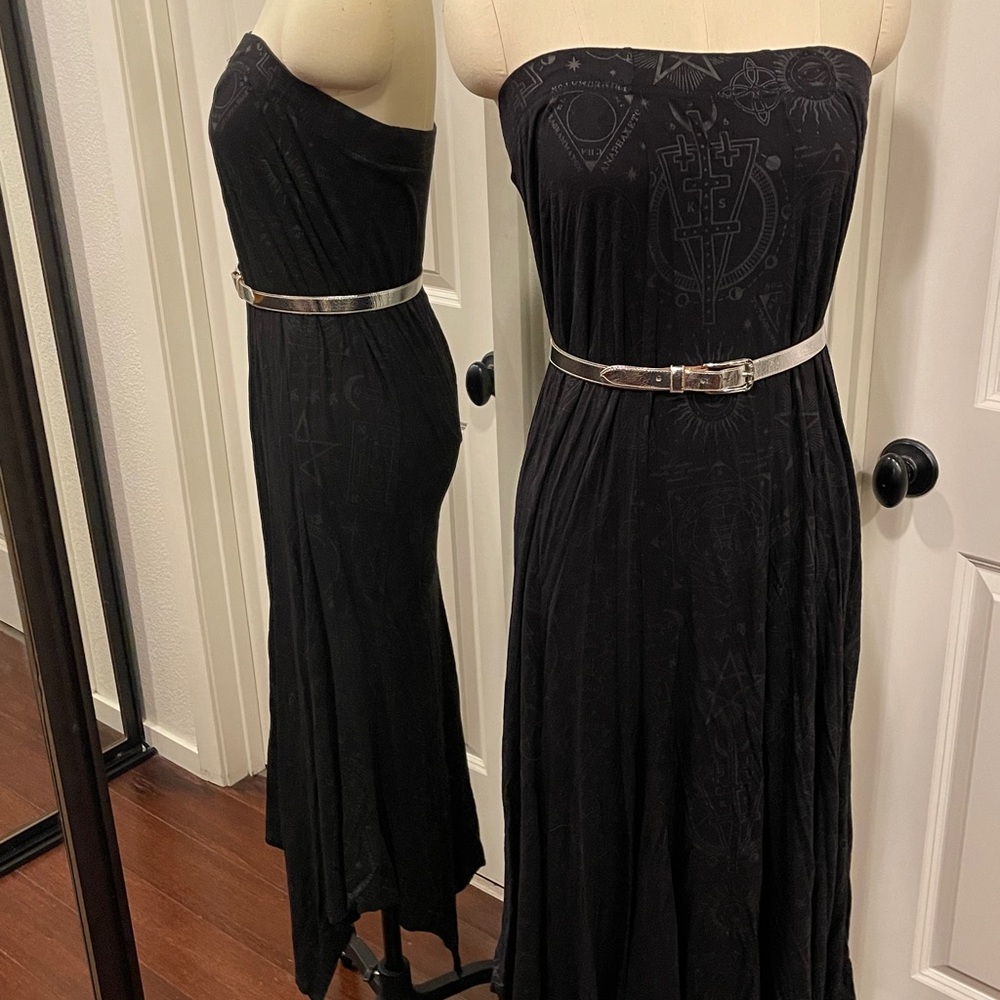 Killstar Black Maxi Skirt with Occult Patterns - Picture 8 of 9